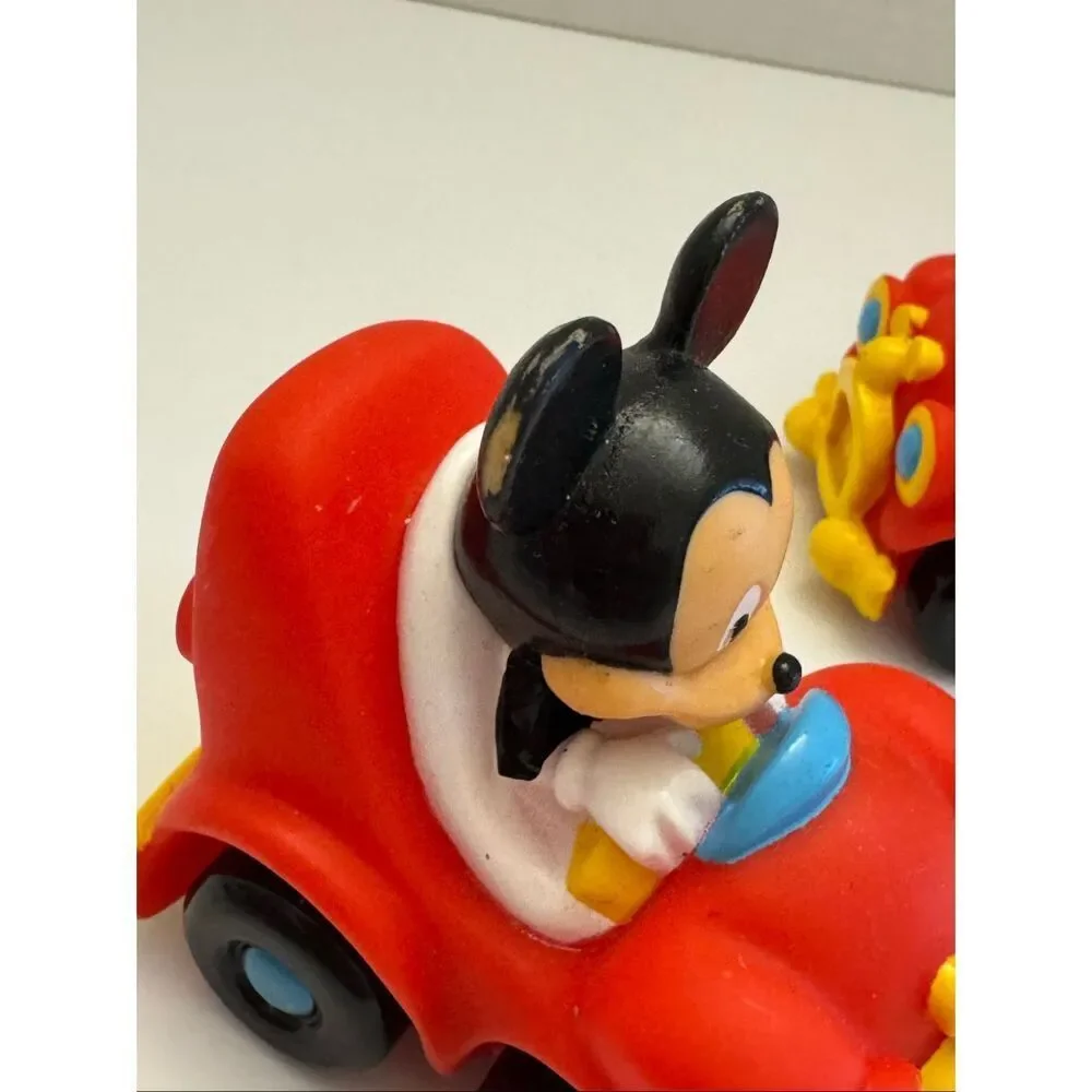 Disney Mickey Mouse Roll-along Red Toy Car by Sassy Push & Go Vehicle Set of 2